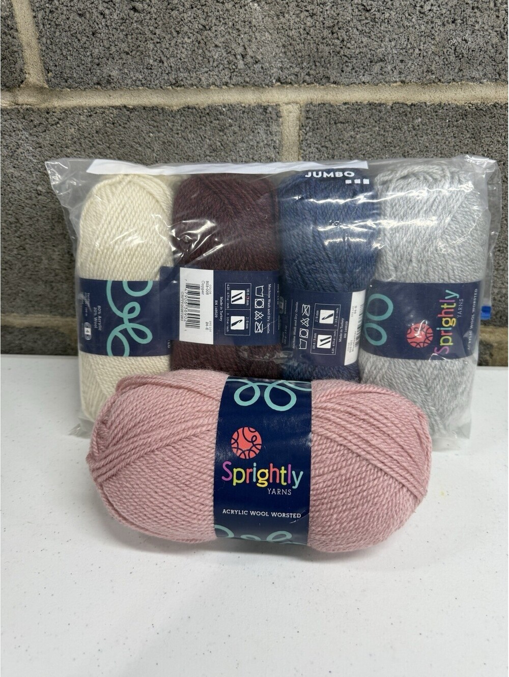 Sprightly Yarns Acrylic Wool Worsted Mixed Color 5 Skein Lot